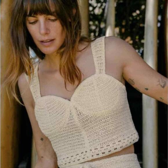 Zara Tops - Zara Knit Crochet Sweetheart Bustier Crop Top